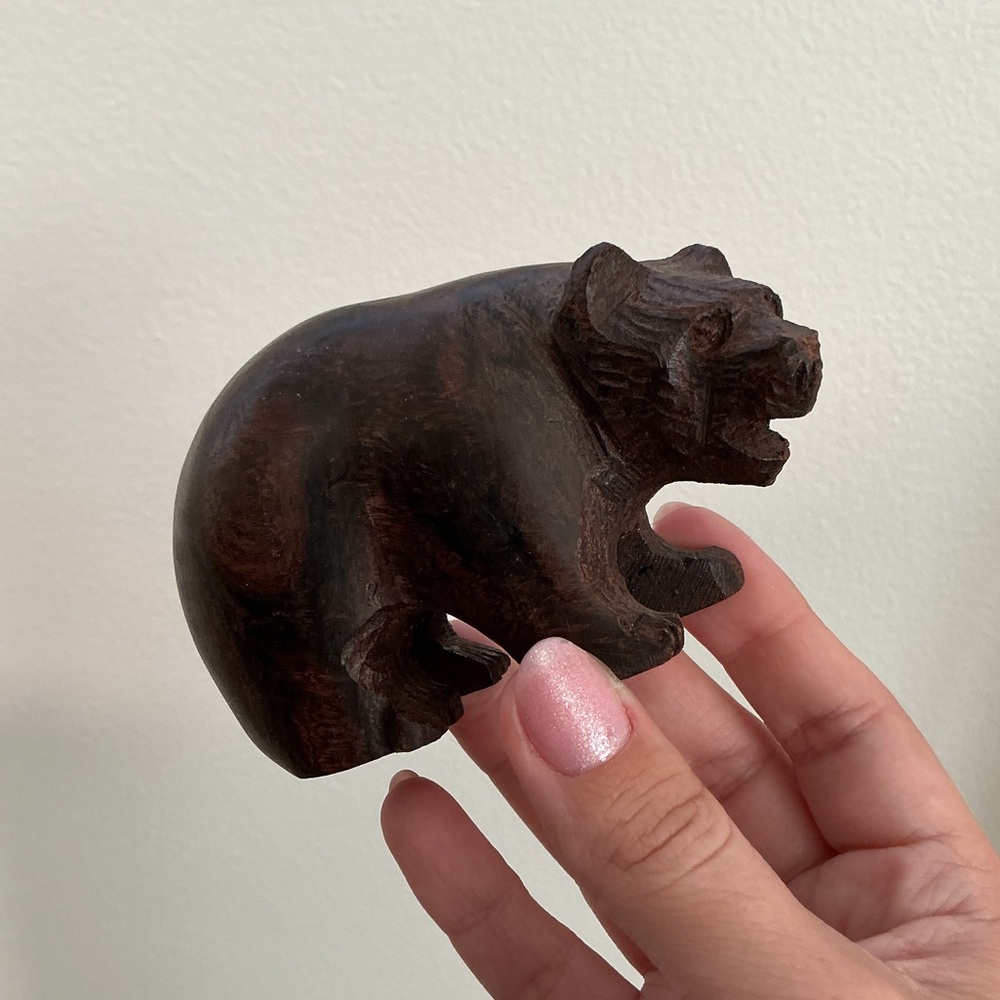 Vintage hand carved wood bear